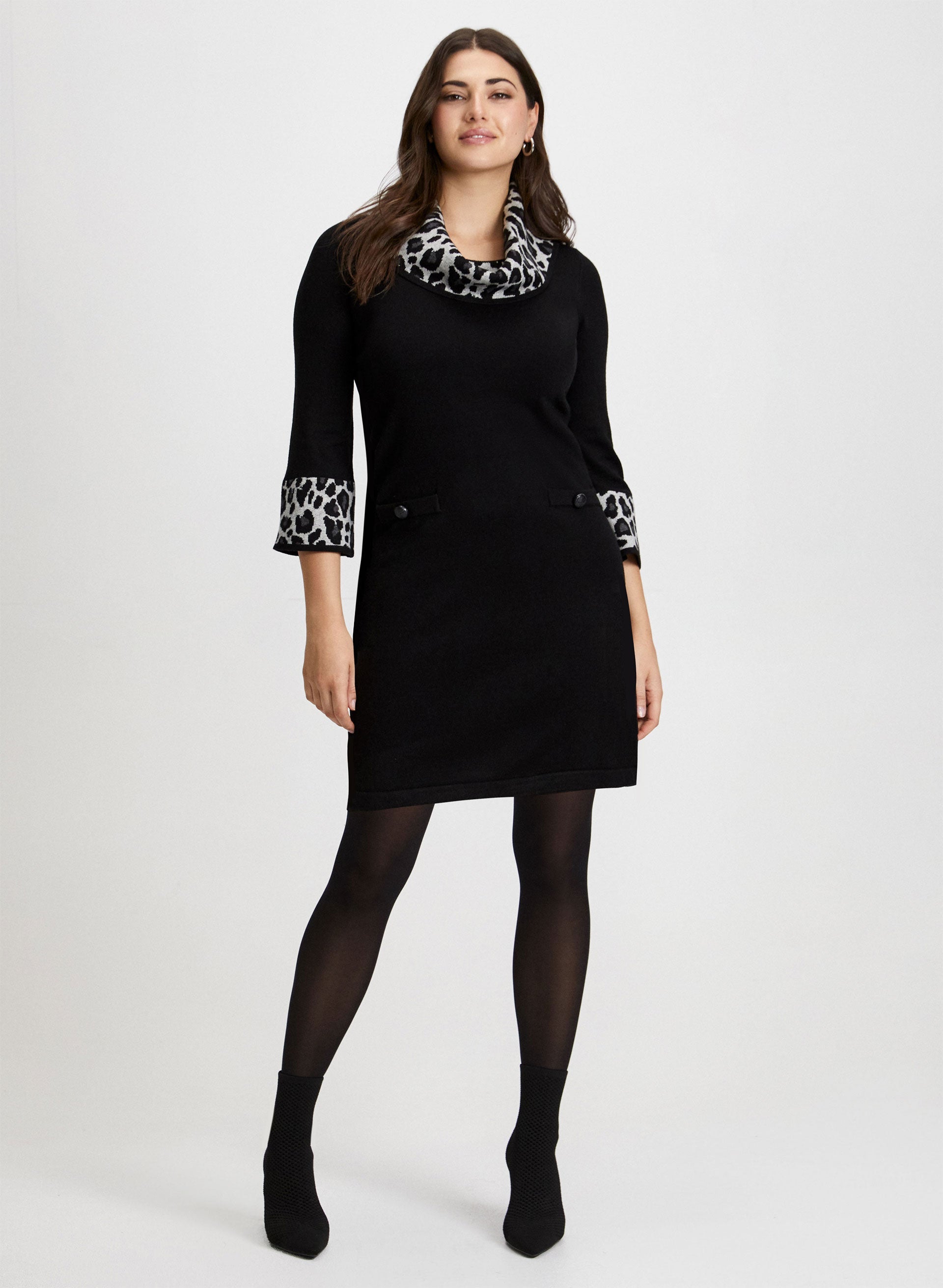 Cowl neck sweater dress plus size discount