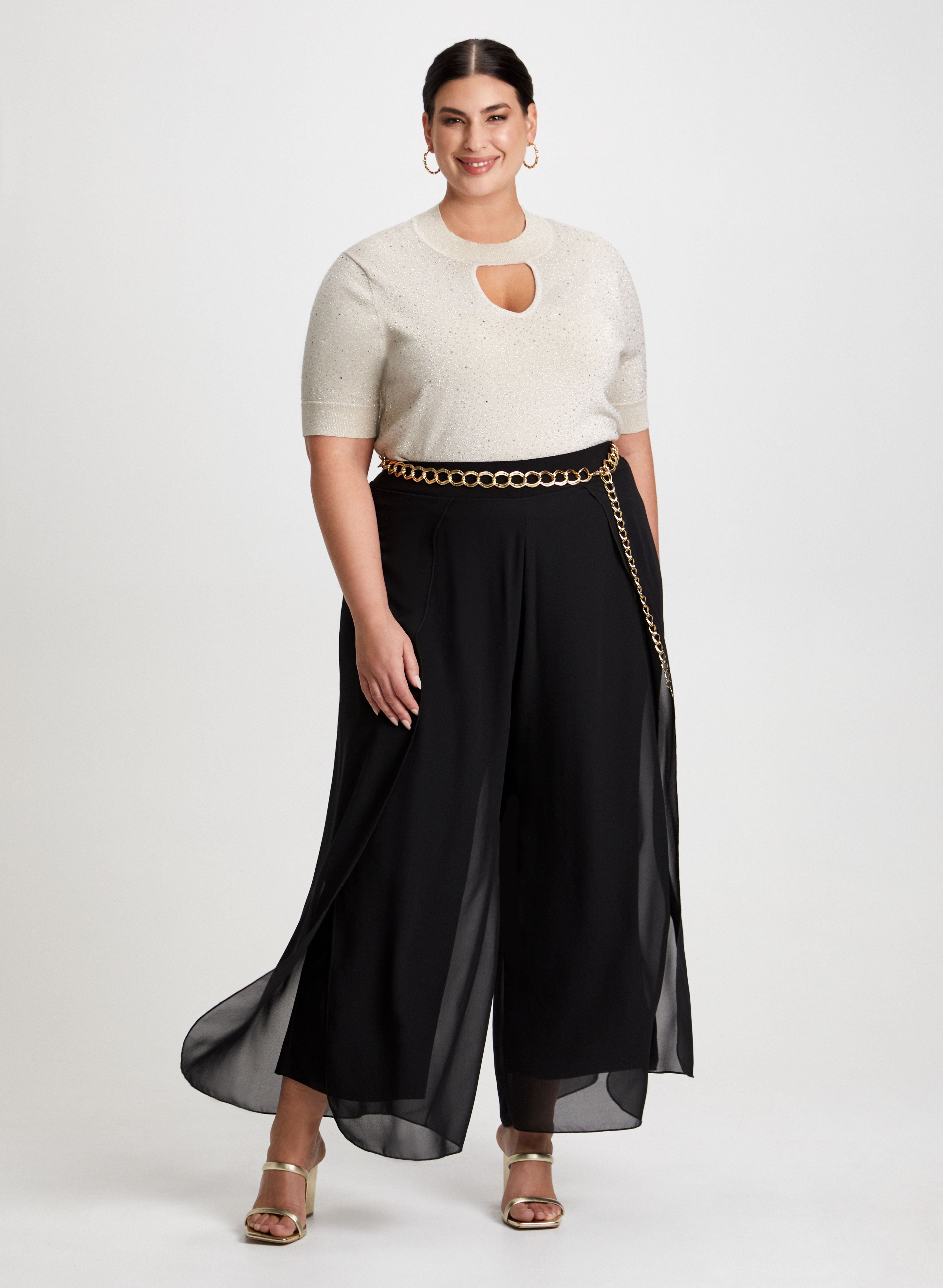 Mock Neck Sweater Wide Leg Pants