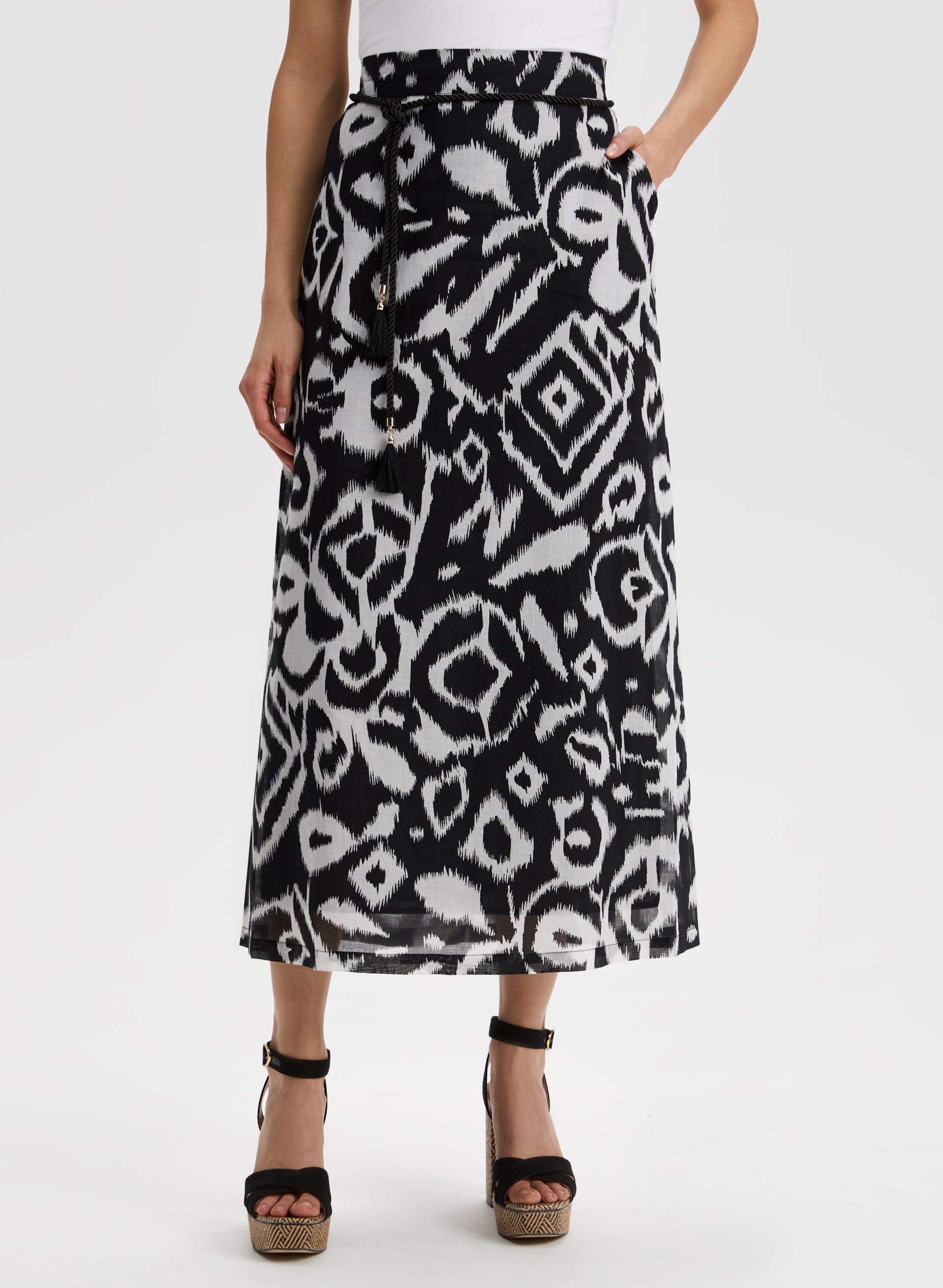 Abstract Print Maxi Skirt
